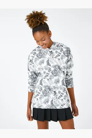 Koton Fleece-sweatshirt Mit Kapuze Und Gothic-print für Damen - S