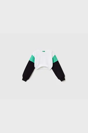 Benetton Weißes, Kurzes Sweatshirt Im Colorblock-design Für Mädchen für Damen - 7–10 Jahre