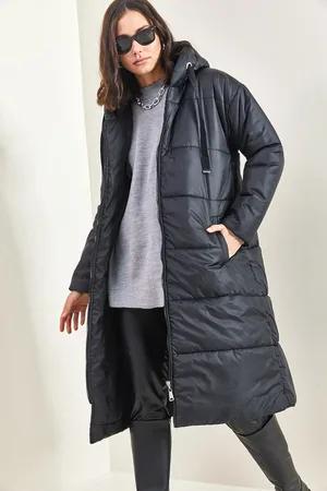 Bianco Lucci Langer Puffermantel Zum Schnüren Mit Kapuze 5120 für Damen - 38