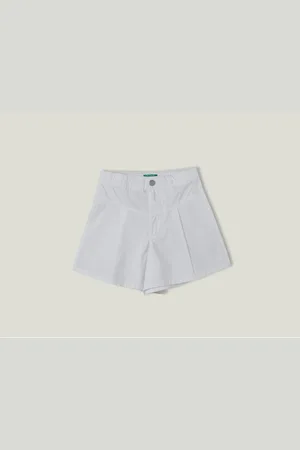 Benetton Weiße Bermudashorts Aus Popeline Mit Verstellbarer Taille Für Mädchen für Damen - 6–7 Jahre