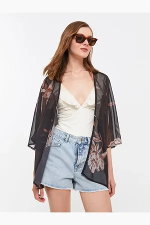 LC Waikiki Gemusterter Kimono Mit Schalkragen für Damen - 44