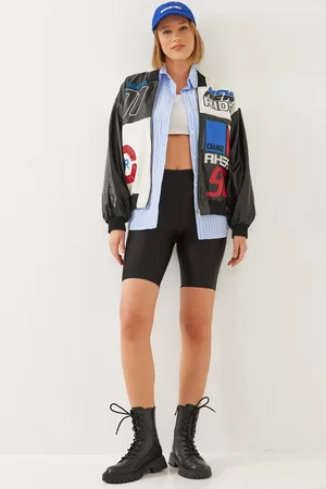 Bianco Lucci Lederjacke Mit Muster für Damen - M