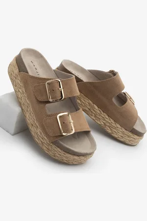 Marjin Hausschuhe Aus Echtem Leder Mit Dicker Strohsohle Und Doppeltem Riemen für Damen - 40