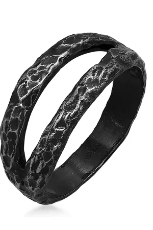 Haze & Glory 925 Silber Twin Oxid Finish Ring Bandring für Herren - 60