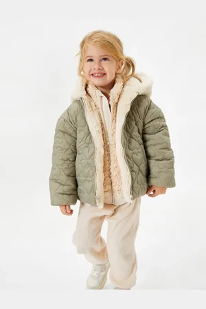 Koton Baby-mädchen-jacke Mit Kapuze, Doppelseitiger Plüsch – Gesteppter Reißverschluss für Damen - 6–9 Monate