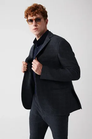 Avva Marineblaue, Um 360 Grad Flexible, Ungefütterte Jacke Mit Doppeltem Schlitz A32y4051 für Herren - 52
