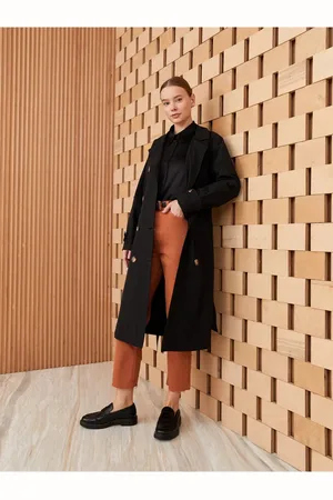 LC Waikiki Jackenkragen Gerader Langarm Gabardine Trenchcoat für Damen - 36