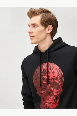 Koton Kapuzenpullover Mit Totenkopf-aufdruck, Langärmlig für Herren - M