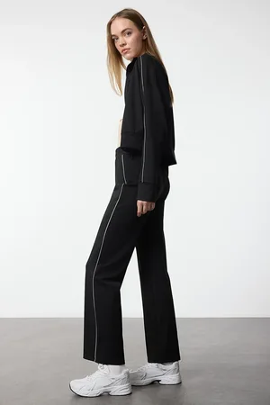 Trendyol Schwarze Sport-jogginghose Aus Scuba-stoff – Paspelierung, für Damen - L