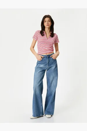 Koton Polo-shirt Kurzarm Gerippt Standardschnitt für Damen - S