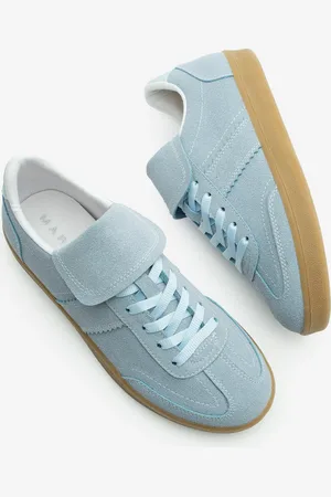 Marjin Vinas Retro-sneaker Aus Blauem Wildleder – Sportschuhe Mit Zungendetail für Damen - 36