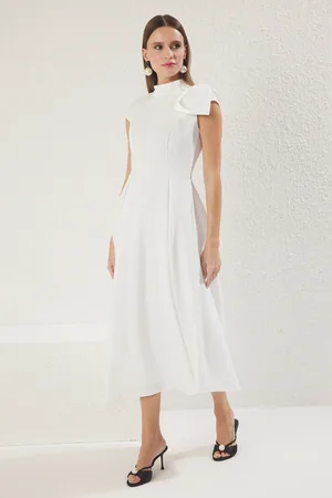 Trendyol Weißes, Plissiertes, Gewebtes, Stilvolles Abendkleid In A-linie Für Den Abschlussball für Damen - 40
