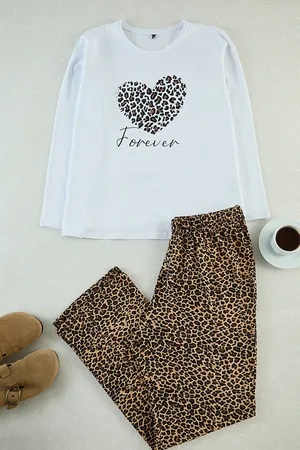 Trendyol Gestricktes Pyjama-set Mit Mehrfarbigem Leopardenmuster für Damen - 5XL
