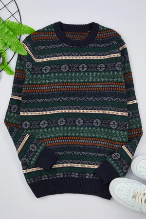 Trendyol Marineblauer, Schmaler Woll-strickpullover Mit Rundhalsausschnitt für Herren - M