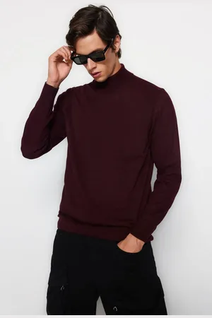 Trendyol Halber Rollkragenpullover In Weinrot Mit Schmaler Passform – für Herren - 2XL