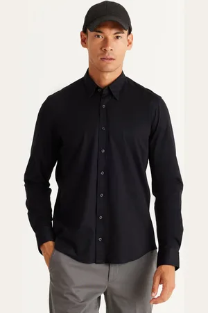 Altınyıldız Classics Marineblaues Slim-fit-hemd Mit Verstecktem Knopfkragen Aus 100 % Baumwolle für Herren - S