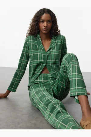 Trendyol Kariertes Baumwoll-pyjama-set – für Damen - XS