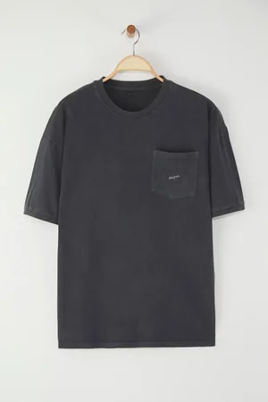 Trendyol Anthrazitfarbenes, Übergroß Geschnittenes Baumwoll-t-shirt – für Herren - 2XL
