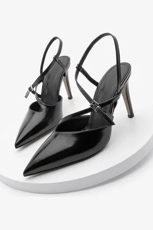 Marjin Tivo Black Stiletto-schuhe Mit Riemchen Und Offenem Rücken - 36