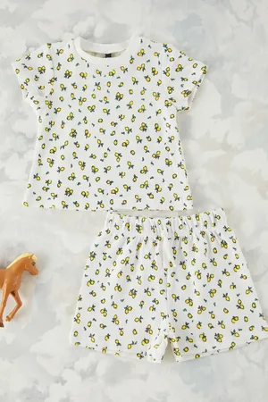 Trendyol Baby Girl Baumwolle Zitrone Gedruckt Gestrickt Bottom-top Anzug für Damen - 12–18 Monate