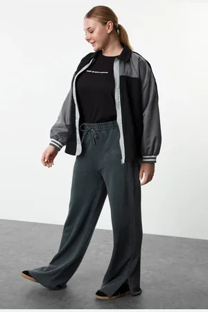 Trendyol Weites Bein Anthrazitfarbene Dünne Gestrickte Jogginghose Tbbaw25aj00001 für Damen - 2XL