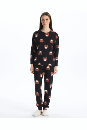LC Waikiki Pyjama-set Mit Langen Ärmeln Und Rundhalsausschnitt – Bedruckt für Damen - M