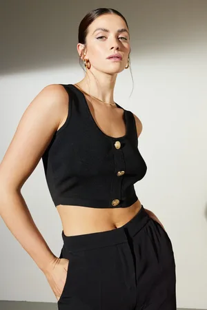 Brooks Brothers Schwarze Strickbluse Mit U-ausschnitt Und Knopfleiste für Damen - M
