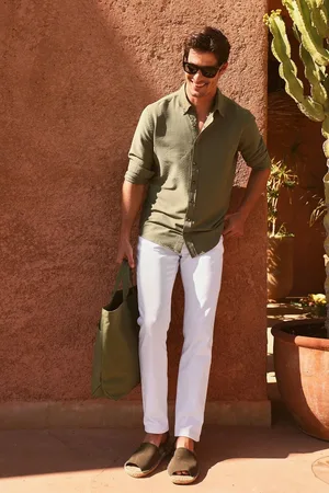 Altınyıldız Classics Khakifarbenes Slim-fit-hemd Mit Knopfkragen Aus 100 % Baumwolle für Herren - L
