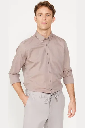 Altınyıldız Classics Braunes Gemustertes Slim Fit-hemd – Geknöpfter Kragen für Herren - S