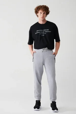 Avva Graue Jogginghose Mit Schnürung An Der Taille, Elastischen Beinen Und Streifen Aus Baumwolle A31y3411 für Herren - M