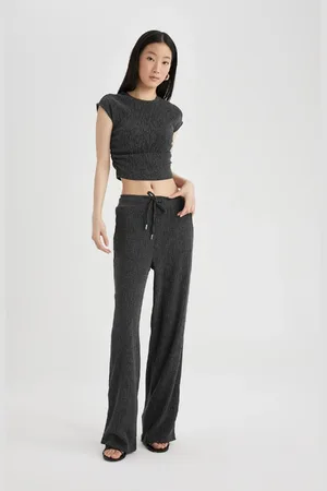 DeFacto Carrot Fit Basic-jogginghose – Elastische Taille, Gerades Bein, Schnürtasche, Gewickelter Stoff C2702ax24sp für Damen - L