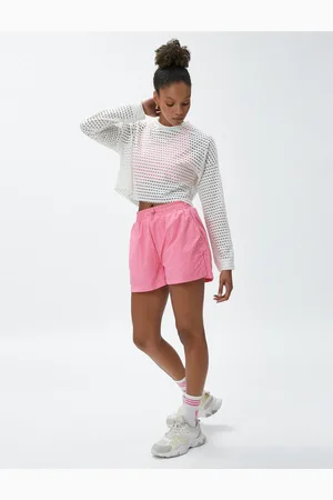 Koton Übergroßes Crop-sport-t-shirt Mit Langem Arm In Mesh-optik für Damen - XS