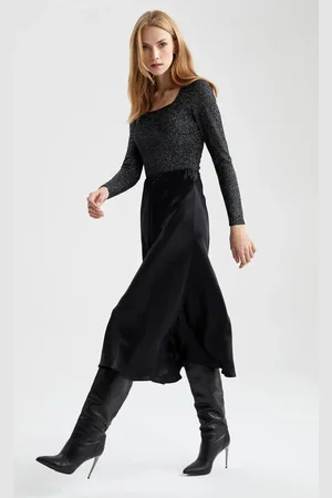 DeFacto A-linien-satin-midirock Mit Normaler Taille für Damen - 34