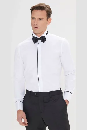 Altınyıldız Classics Weißes, Schmal Geschnittenes, Schmal Geschnittenes Hemd Aus 100 % Baumwolle Mit Umschlagkragen für Herren - XL
