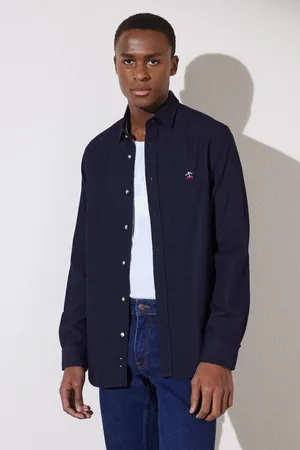 Brooks Brothers Marineblaues Slim-fit Slim-fit-jeanshemd Mit Klassischem Revers für Herren - S