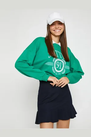 Koton Übergroßes Sweatshirt Mit Polokragen für Damen - S