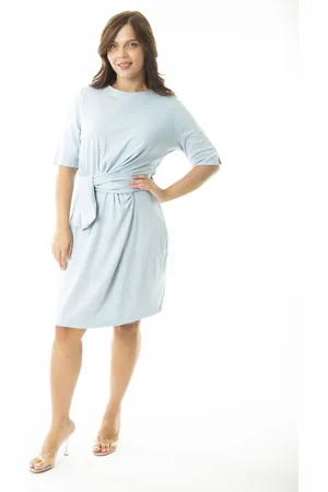 sans Kleid In Großer Größe, Babyblau, Mit Taillengürtel, Mit Schnürung, Gefüttert, für Damen - 42