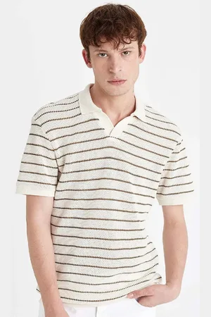 DeFacto Gestreiftes Strick-kurzarm-poloshirt Mit Normaler Passform für Herren - XL