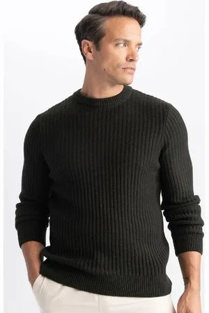 DeFacto Standard-passform, Normaler Schnitt, Rundhalsausschnitt, Jacquard-strickpullover, A5234ax23wn für Herren - 4XL