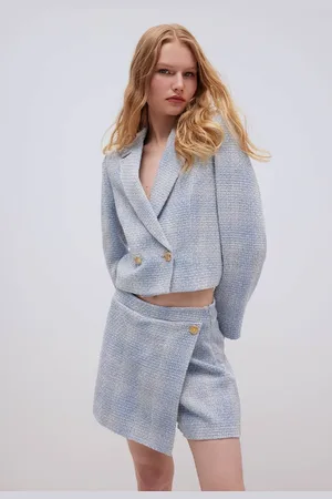 DeFacto Kurze Blazerjacke Von Tweed – Jackenkragen Mit Knöpfen, C5237ax24sm für Damen - 42/32