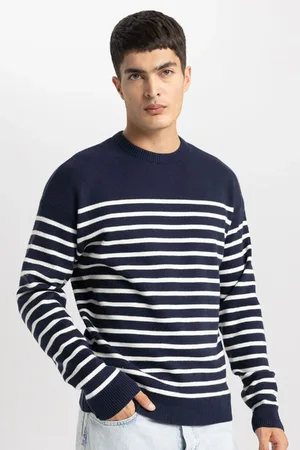 DeFacto Relax Fit Gestreifter Strickpullover Mit Rundhalsausschnitt A9638ax24sp für Herren - S