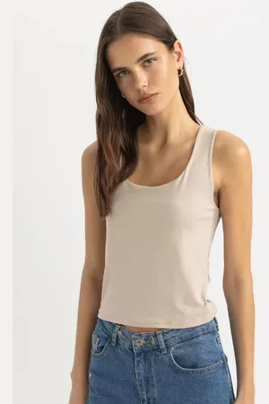 DeFacto Slim Fit Slim Fit U-ausschnitt Basic Plain Tank Top C2622ax24sp für Damen - XL