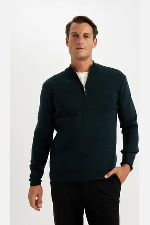 DeFacto Basic-strickpullover Mit Stehkragen Und Reißverschluss – Standard Fit A5184ax24au für Herren - XS