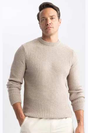 DeFacto Standard-passform, Normaler Schnitt, Rundhalsausschnitt, Jacquard-strickpullover, A5234ax23wn für Herren - 3XL