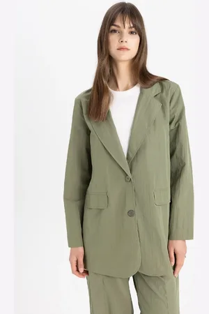 DeFacto Basic Plain-fallschirmstoff-blazerjacke Mit Knopftaschen C2147ax24sp für Damen - 38
