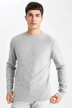 DeFacto Standard-passform, Normaler Schnitt, Rundhalsausschnitt, Muline-muster, Strickpullover A5181ax24sp für Herren - S