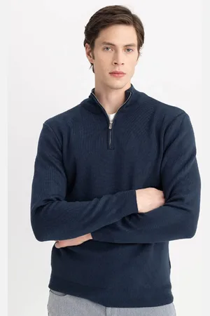 DeFacto Basic-strickpullover Mit Stehkragen Und Reißverschluss – Standard Fit A5184ax24au für Herren - M