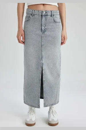 DeFacto Langer Jeansrock Mit Schlitz Und Langer Passform B9847ax24sp für Damen - 32