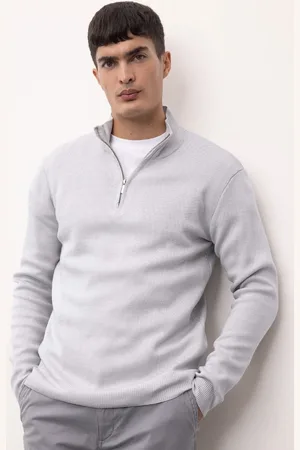 DeFacto Grauer Standard-passform-pullover Mit Normaler Passform, Stehkragen Und Reißverschluss. Einfacher, Einfarbiger Strickpullover A5184ax24au für Herren - XS