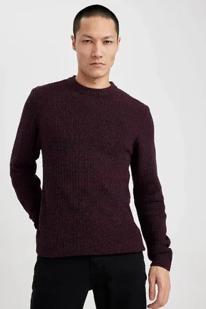 DeFacto Standard-passform, Normaler Schnitt, Strukturierter Basic-strickpullover Mit Rundhalsausschnitt, R1175az23au für Herren - S